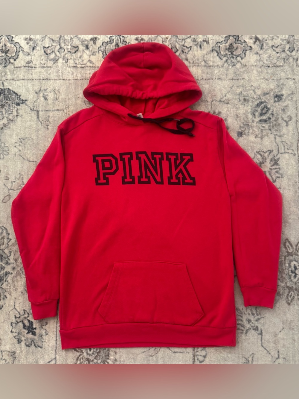 Victoria's Secret PINK Black Hoodie Logo Tag on White Label